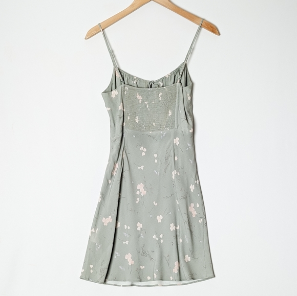 WILFRED Mini  Bellow Dress Sage Frost Green Floral 4 Small Bustier Style Aritzia - Picture 6 of 12